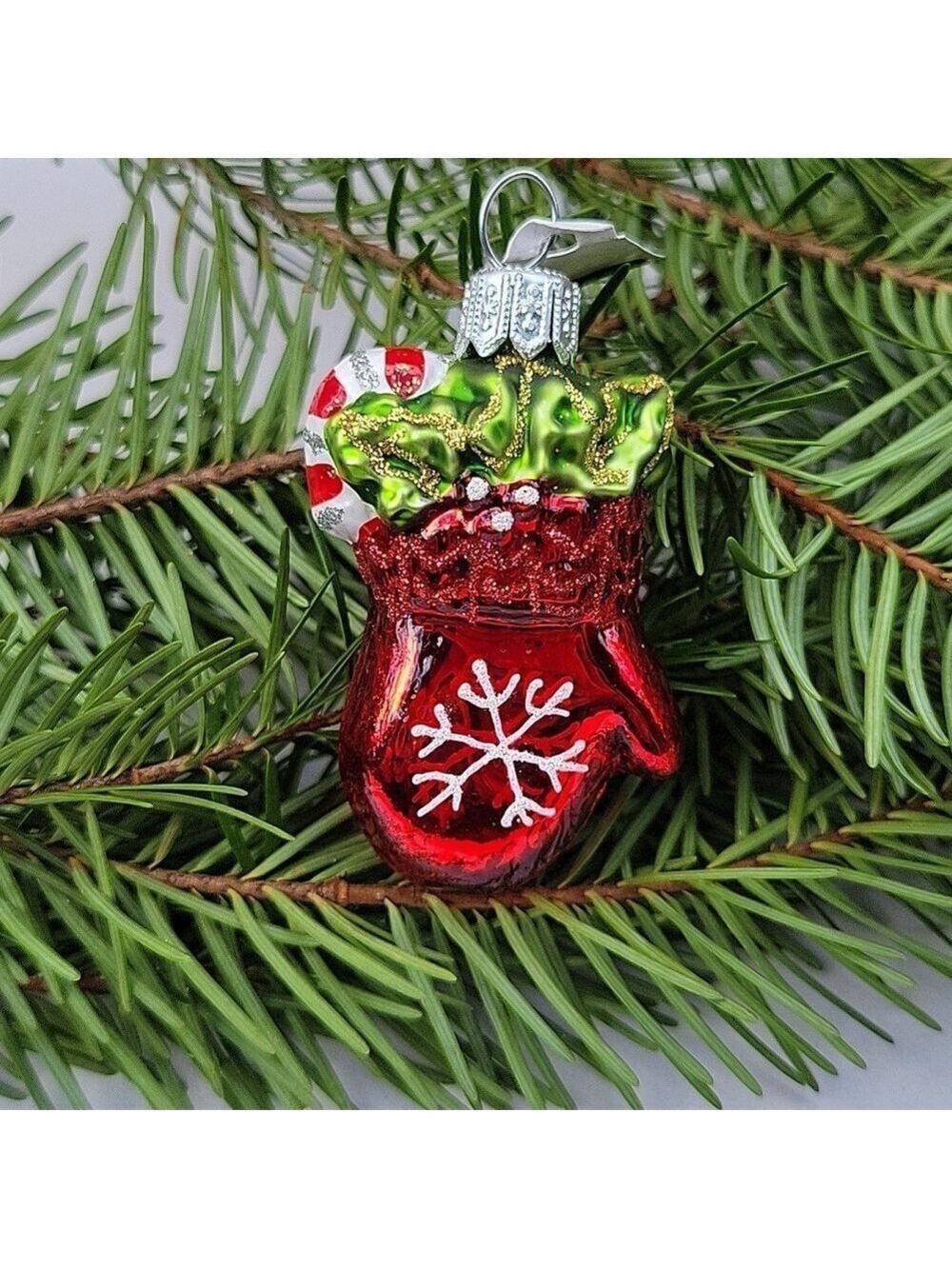 Red Christmas Mitten Mini Ornament - Made In Poland